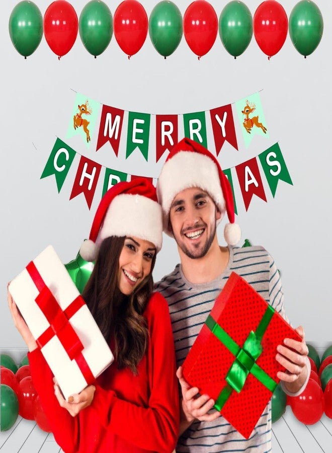 1iAM مجموعة زينة حفلات عيد الميلاد من 1iAM تتضمن لافتة ورقية لعيد الميلاد، وبالون فويل على شكل نجمة، وبالونات معدنية (أحمر وأخضر | مجموعة من 44 قطعة) - Image 3